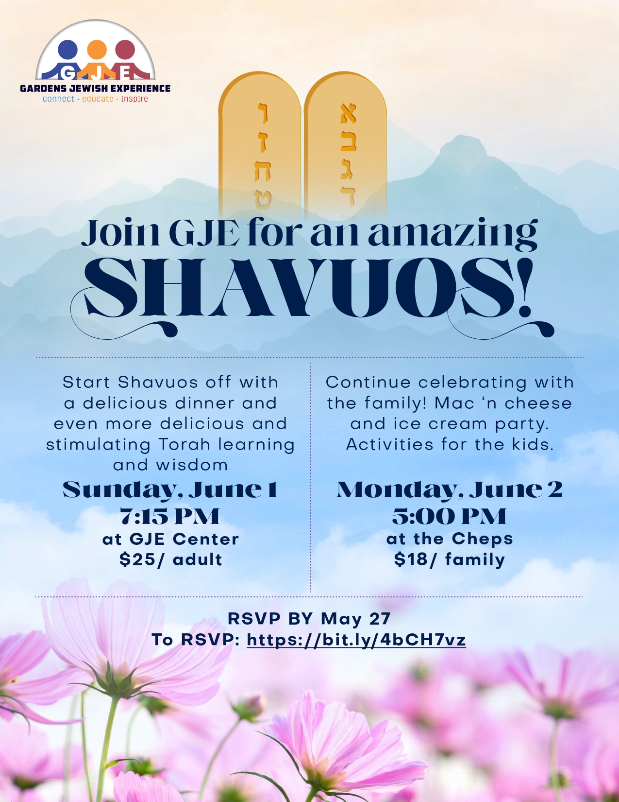 Join GJE for an amazing Shavuos